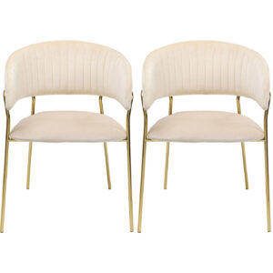 Chair with Armrest Belle Velvet Cream (2/Set)