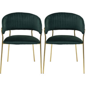 Chair with Armrest Belle Velvet Green (2/Set)
